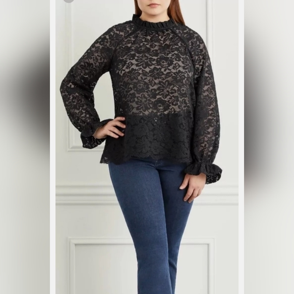 Hill House Millie Black Lace Blouse Size Small